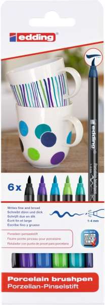 edding 4200 Porzellanpinselstift 6er-Set cool colours