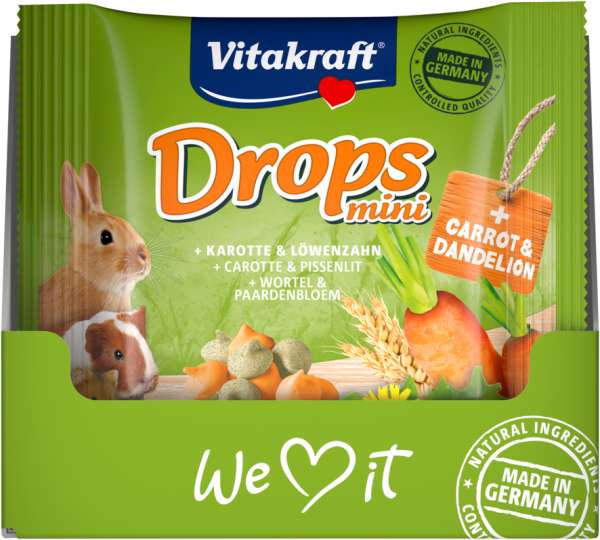 Vitakraft happy Drops mit Karotte für Zwergkaninchen 40g