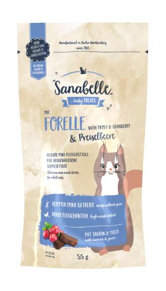 Sanabell Cat Sticks, Forelle & Preiselbeere, 55 g