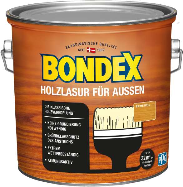 Bondex Holzlasur für Außen Eiche Hell 2,50 l