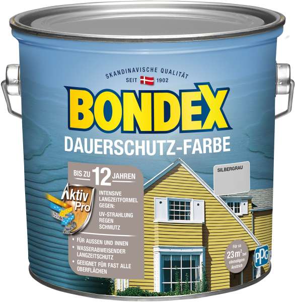 Bondex Dauerschutz-Farbe 2,50 Liter Silbergrau