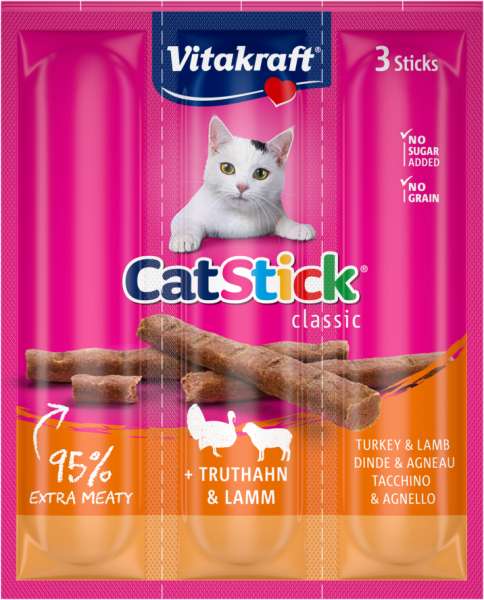 Vitakraft Katzensnack Cat-Stick Mini Truthahn & Lamm - 3 x 6g