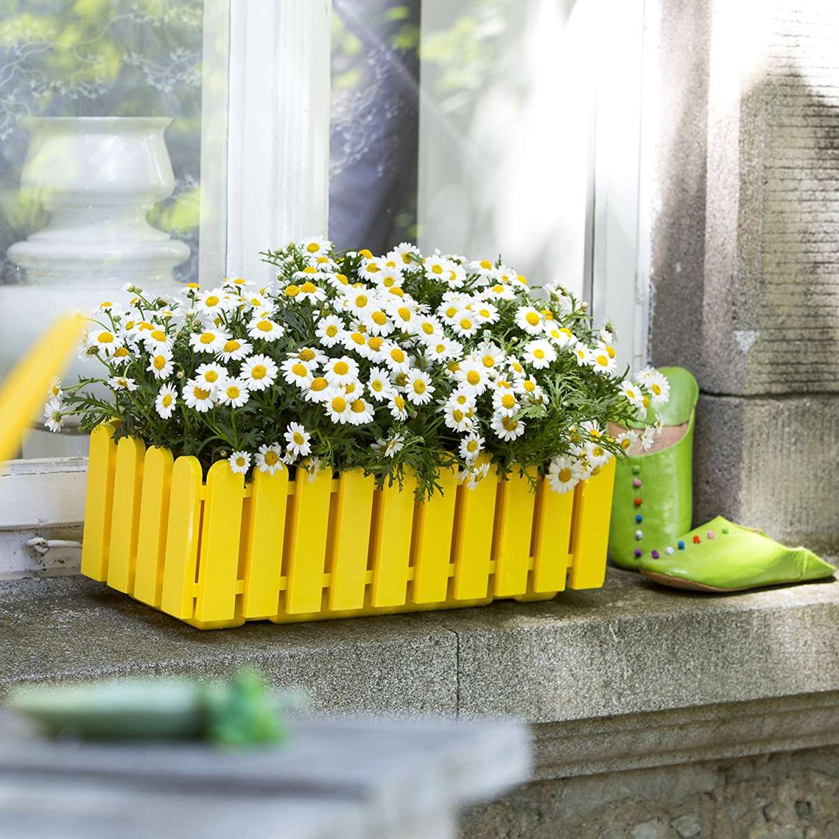 Emsa LANDHAUS Blumenkasten gelb | Balkonkästen | Pflanzgefäße für Außen