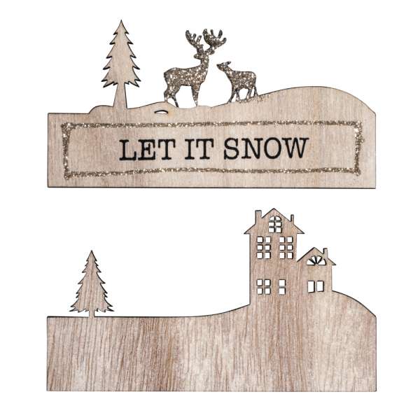 Rayher Holzdeko mit Schrift LET IT SNOW