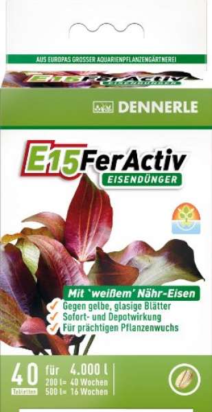 Dennerle 4470 E15 FerActiv Eisendünger für Aquarienpflanzen, 40 Stück