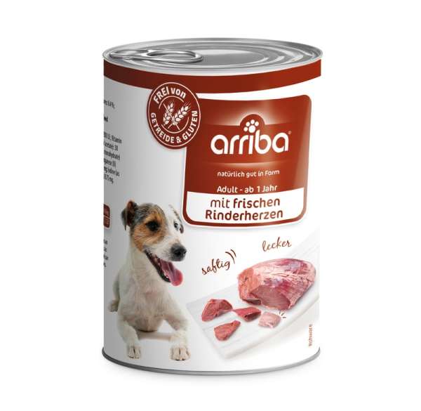 arriba Nassfutter mit Rinderherzen 400g