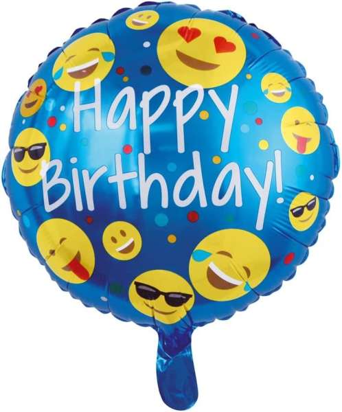 Folienballon Emoji Happy Birthday 45cm