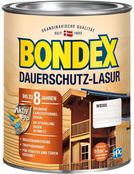 Bondex Dauerschutz-Lasur Weiß, 750 ml