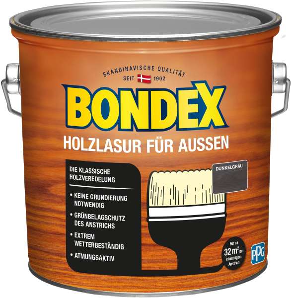 Bondex Holzlasur für Außen DunkelGrau 2,50 l