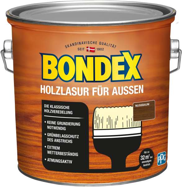 Bondex Holzlasur für Außen Nussbaum 2,50 l