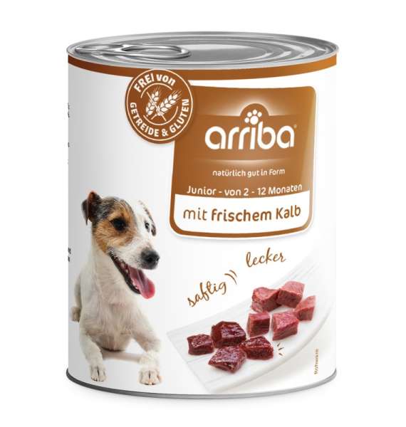 arriba Hundenassfutter Junior mit frischem Kalb 800g