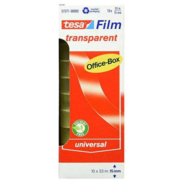 tesafilm Klebeband, transparent, Office-Box mit 10 Rollen, 33m x 15mm