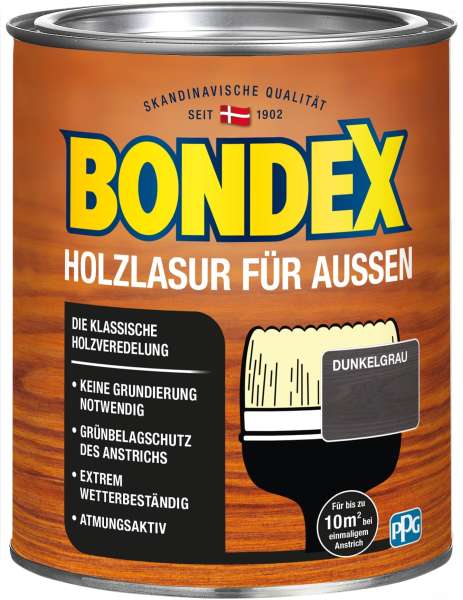 Bondex Holzlasur für Aussen dunkelgrau, 0,75L