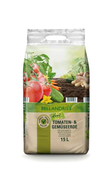 Bellandris Erde-Tomate+Gemüse 15L Bio + Tragegriff