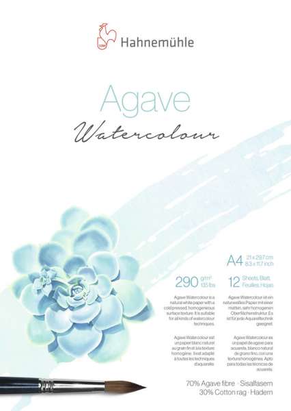 Agave Watercolor NatureLine 290g/qm A4 12Blatt