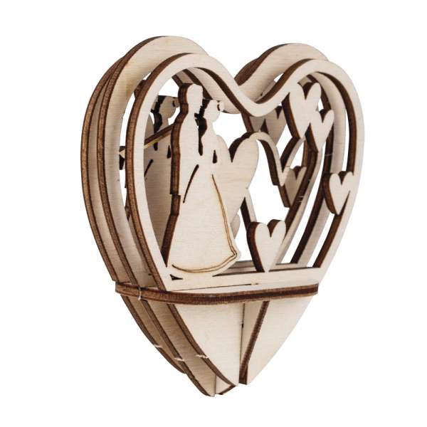 Holz Steckteil Brautpaar 10cm Herz