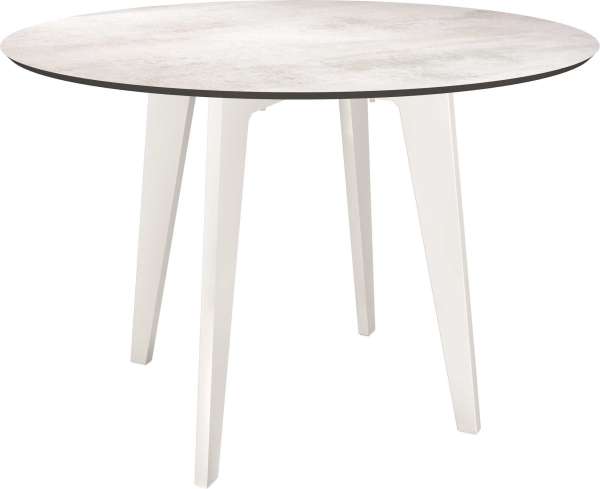 Tisch 110 cm rund Alu weiß mit Tischplatte