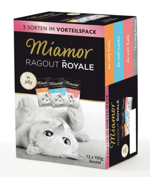 Miamor Ragout Royale Multibox Adult 2 (mit Pute / Lachs / Kalb in Jelly), 12x 100 g