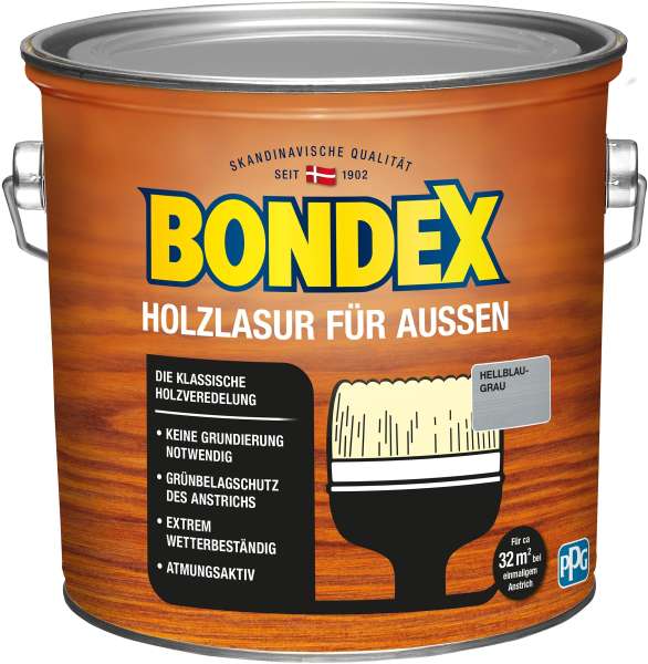 Bondex Holzlasur für Aussen hellblau-grau 2,5 Liter