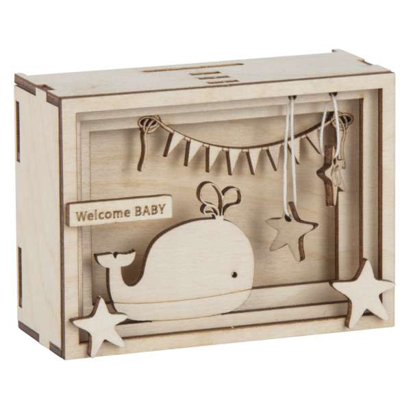 Holz 3D Geschenkbox Baby natur