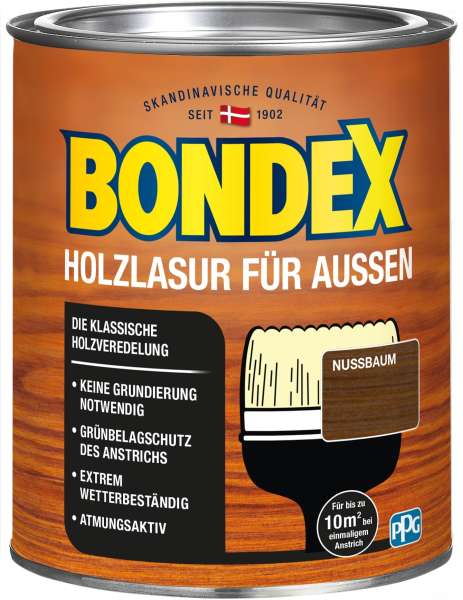Bondex Holzlasur für Außen Nussbaum, 750 ml
