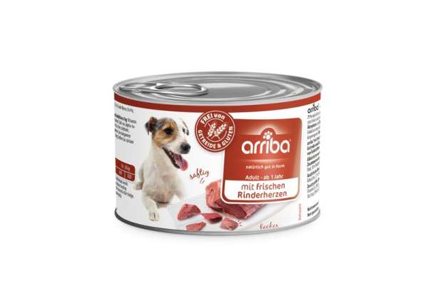 arriba Nassfutter mit Rinderherzen 200g