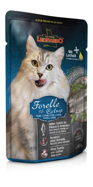 Leonardo Naßfutter 85g Forelle+Catnip