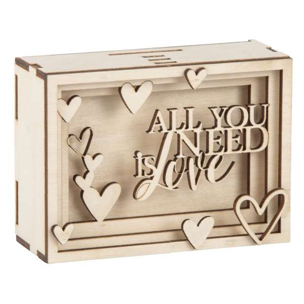 Holz 3D Geschenkbox Love natur