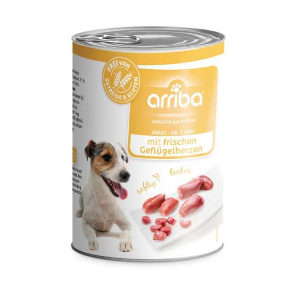 arriba Nassfutter mit Geflügelherzen 400g