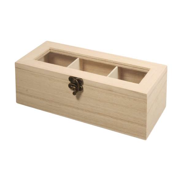 Holz Teebox 21,5x9x7cm 3 Fächer