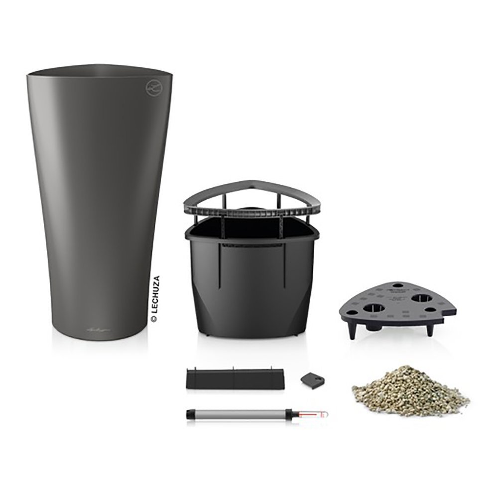 Lechuza DELTA 30 anthrazit metallic All-in-One Set | Pflanzgefäße für