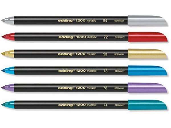 edding 1200 metallic Fasermaler 6er-Metallbox sortiert